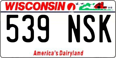 WI license plate 539NSK