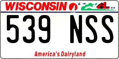 WI license plate 539NSS