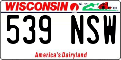 WI license plate 539NSW