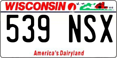 WI license plate 539NSX