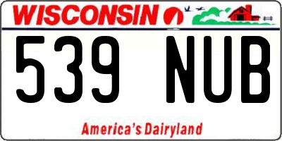WI license plate 539NUB