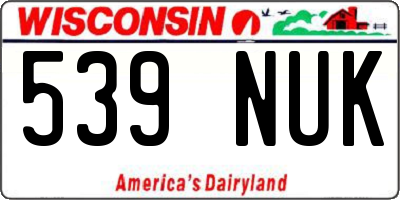 WI license plate 539NUK