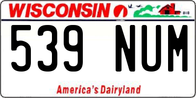 WI license plate 539NUM
