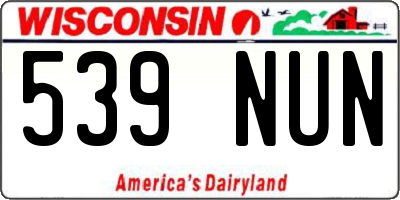 WI license plate 539NUN