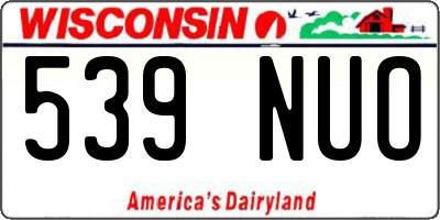WI license plate 539NUO
