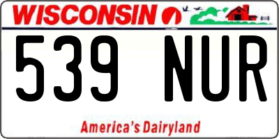 WI license plate 539NUR