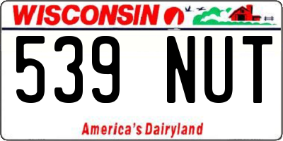 WI license plate 539NUT