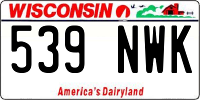 WI license plate 539NWK