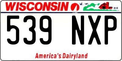 WI license plate 539NXP