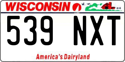 WI license plate 539NXT