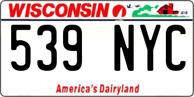 WI license plate 539NYC