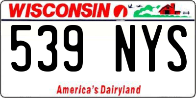 WI license plate 539NYS