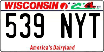 WI license plate 539NYT