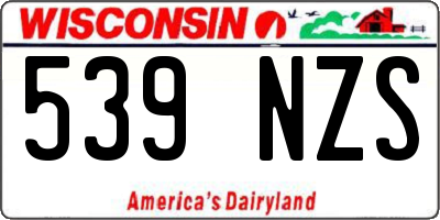 WI license plate 539NZS