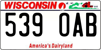 WI license plate 539OAB