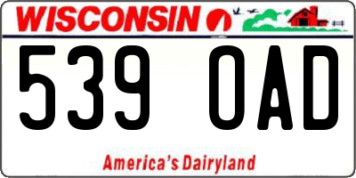 WI license plate 539OAD