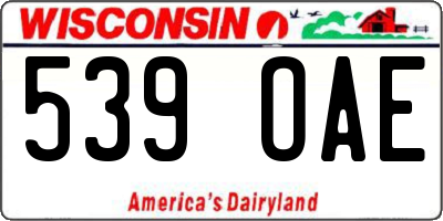 WI license plate 539OAE