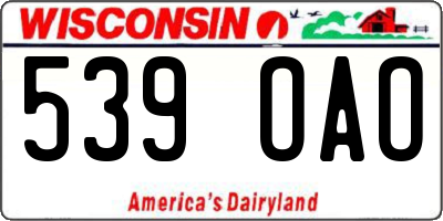 WI license plate 539OAO