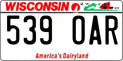 WI license plate 539OAR