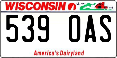 WI license plate 539OAS