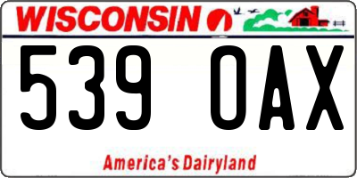 WI license plate 539OAX