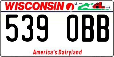 WI license plate 539OBB