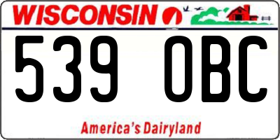 WI license plate 539OBC