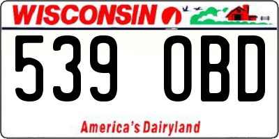 WI license plate 539OBD