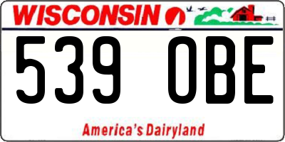 WI license plate 539OBE