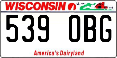 WI license plate 539OBG