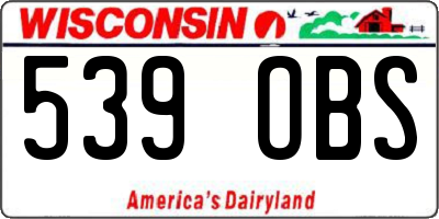 WI license plate 539OBS