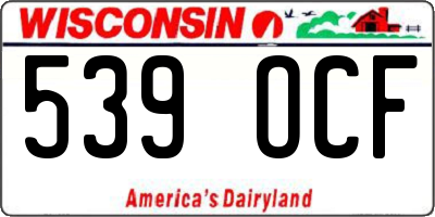 WI license plate 539OCF