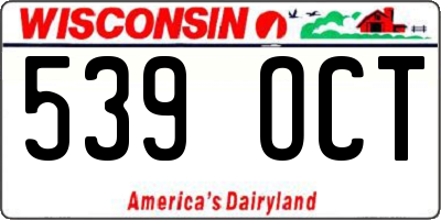 WI license plate 539OCT