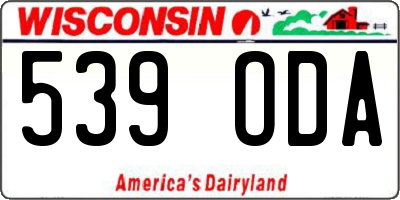 WI license plate 539ODA