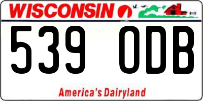 WI license plate 539ODB