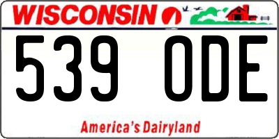 WI license plate 539ODE