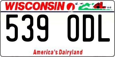 WI license plate 539ODL