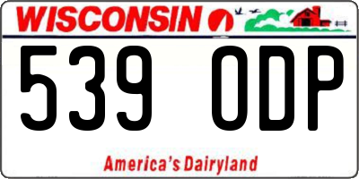 WI license plate 539ODP