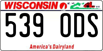 WI license plate 539ODS