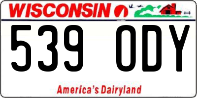 WI license plate 539ODY