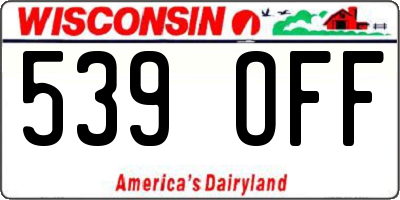 WI license plate 539OFF
