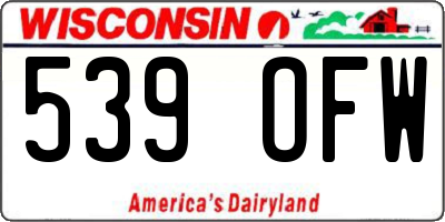 WI license plate 539OFW