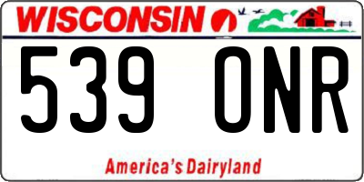 WI license plate 539ONR