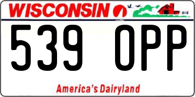 WI license plate 539OPP