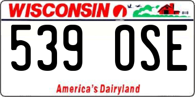 WI license plate 539OSE
