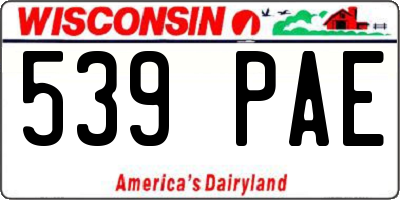 WI license plate 539PAE