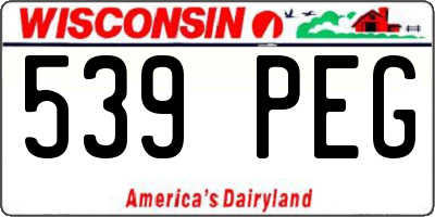 WI license plate 539PEG