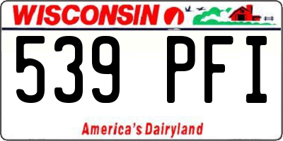 WI license plate 539PFI