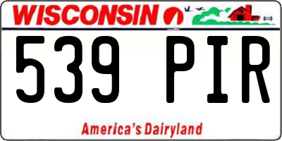 WI license plate 539PIR
