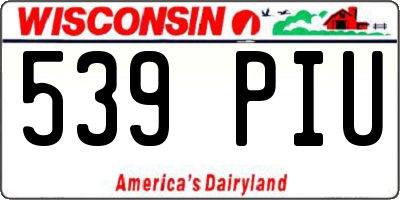 WI license plate 539PIU